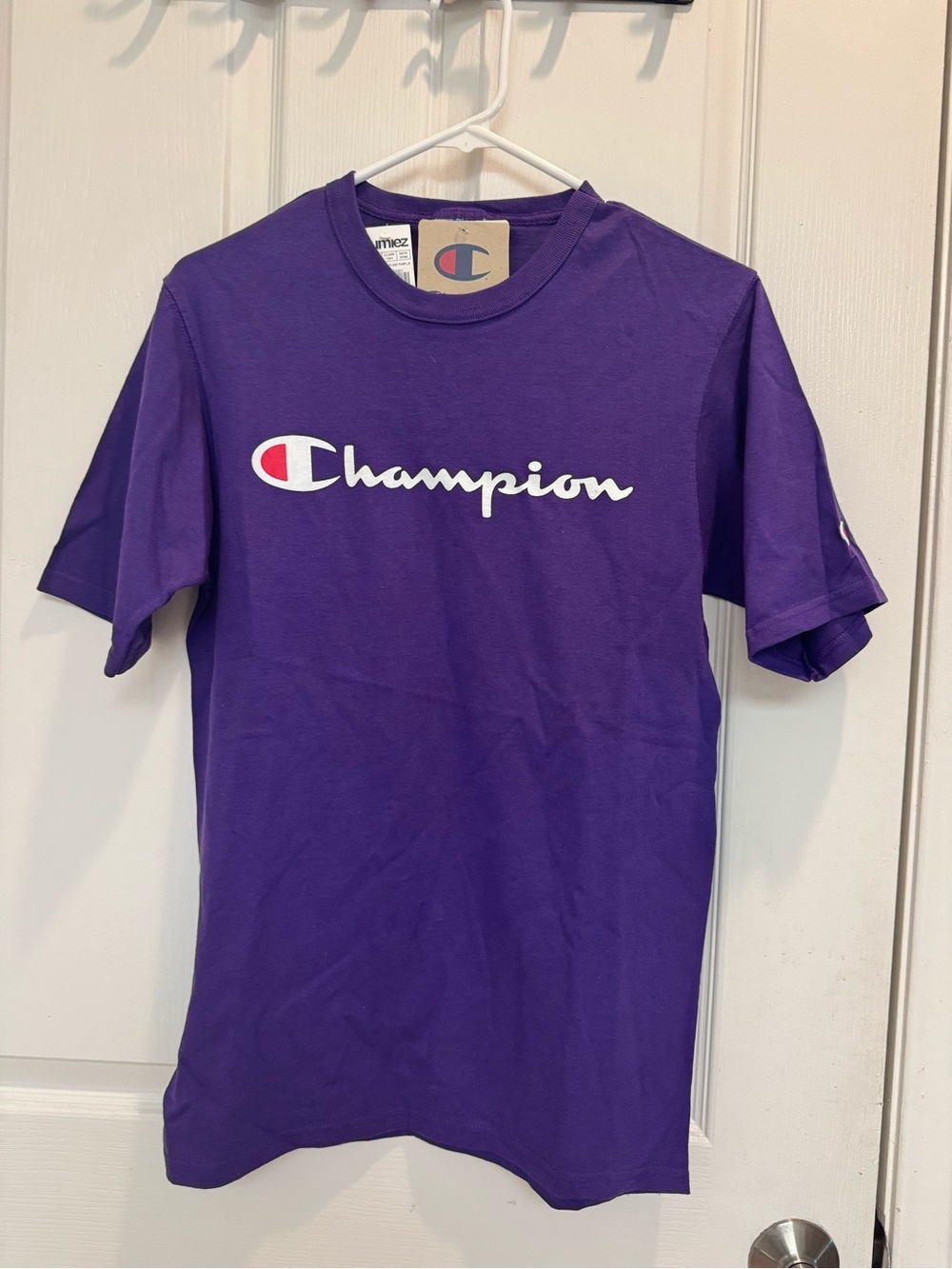 Champion Heritage Script Logo T-Shirt Purple Men’s Size S Short Sleeve NWT